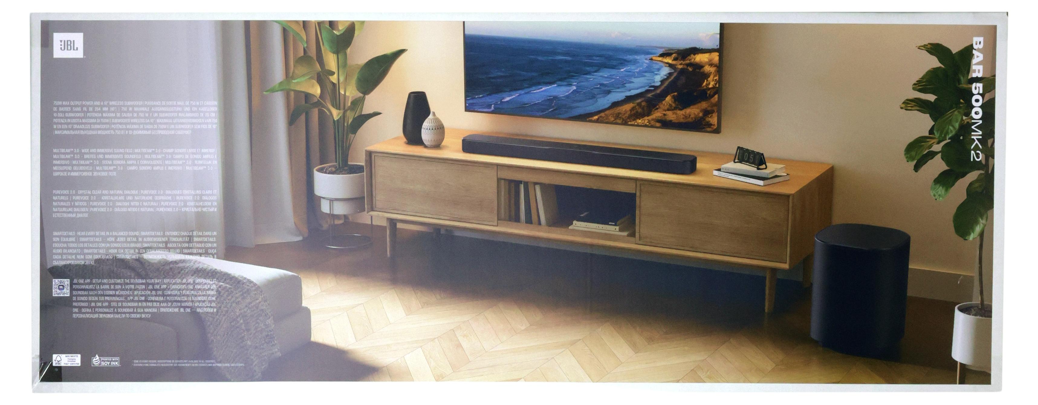 JBL Bar 500MK2, 5.1 kanály/kanálov, 750 W, Dolby Atmos, 450 W, 2 cm, 300 W