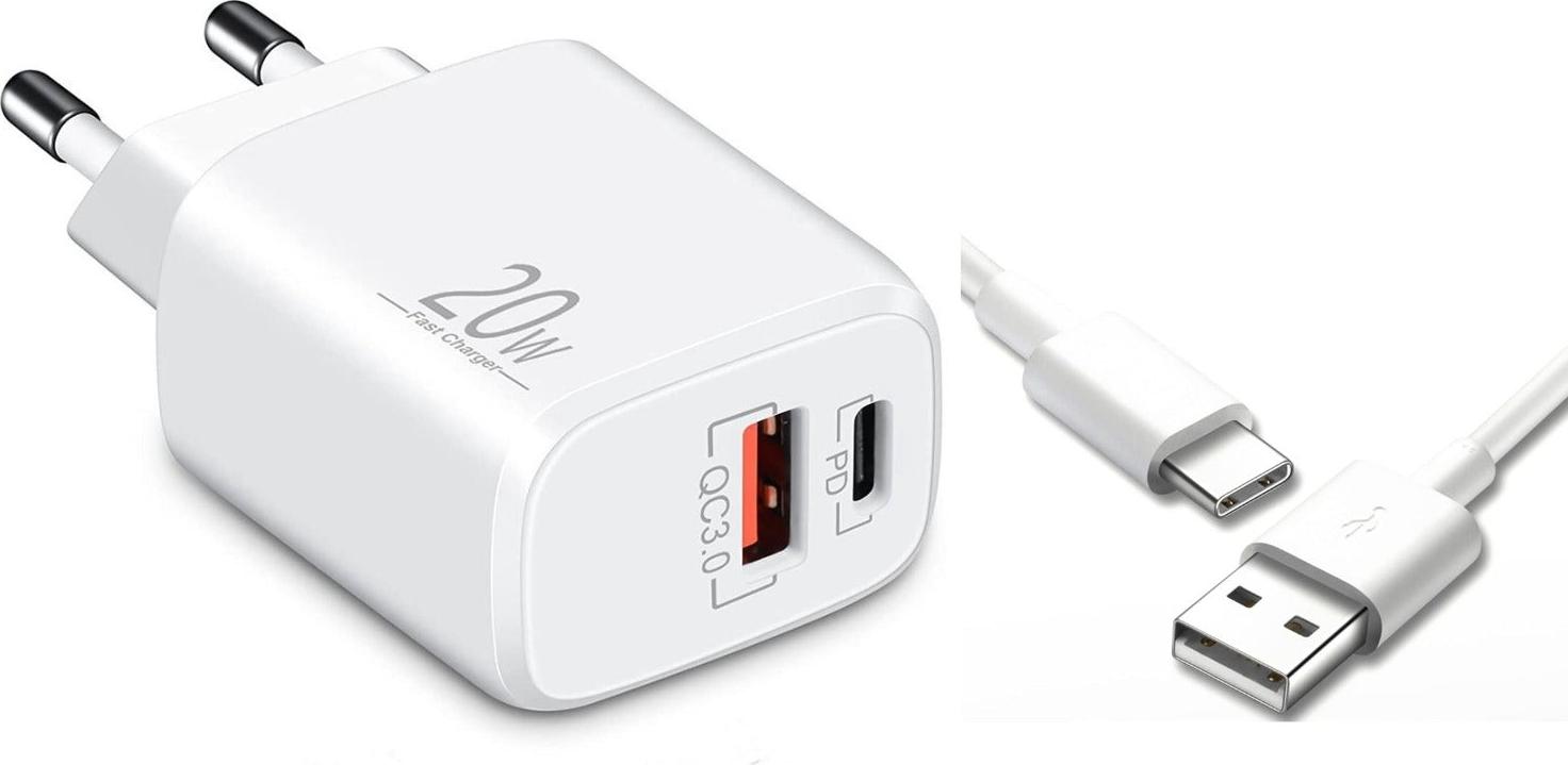 USB C nabíjačka USB napájanie rýchla nabíjačka nabíjačka mobilných telefónov rýchla nabíjačka USB-C + USB-A, dvojportová nabíjačka, rýchle nabíjanie pre iPhone, iPad, Samsung, Google Pixel, tablet a ďalšie - USB Type-C 1 meter