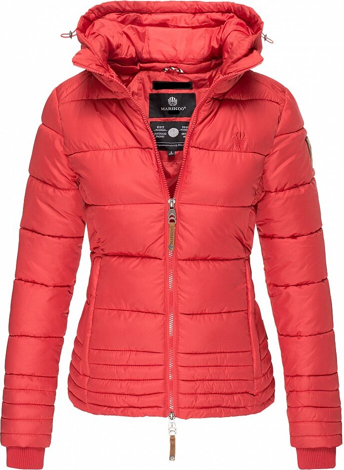 Marikoo Sole Damen Steppjacke mit Kapuze Herbst Jacke Winterjacke Rot Gr. 38 - M