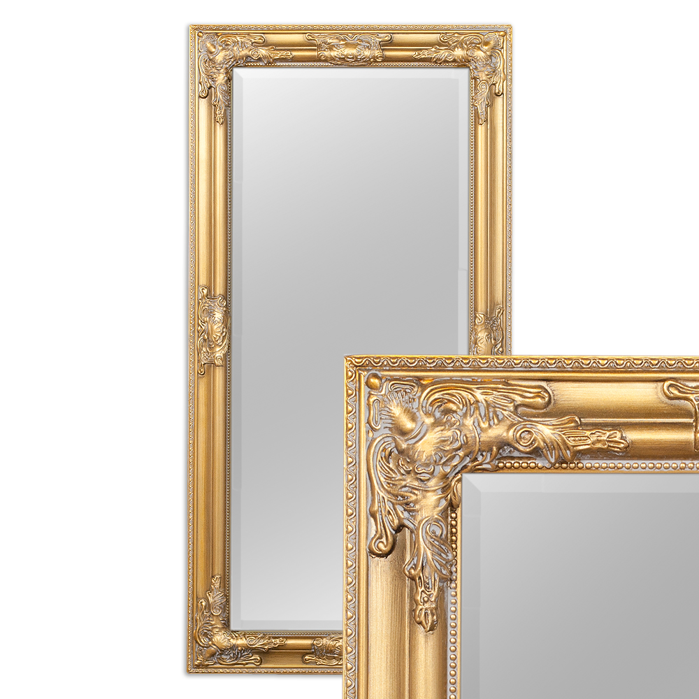 Spiegel Wandspiegel Antik-Stil Facettenschliff 53x63cm Farbe gold Holzrahmen 