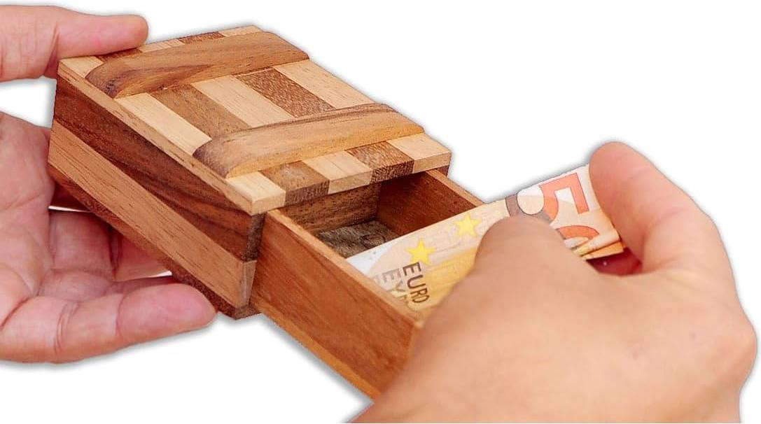 Markenlos Holz-Hirnknacker - Geheime Magische Box - Schwierigkeitsgrad 3/6 - Für Geschenke
