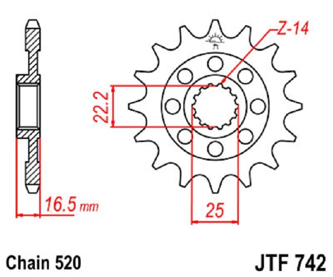 JT Sprockets Jt Sprocket C/S Duc 14T Jtf742.14