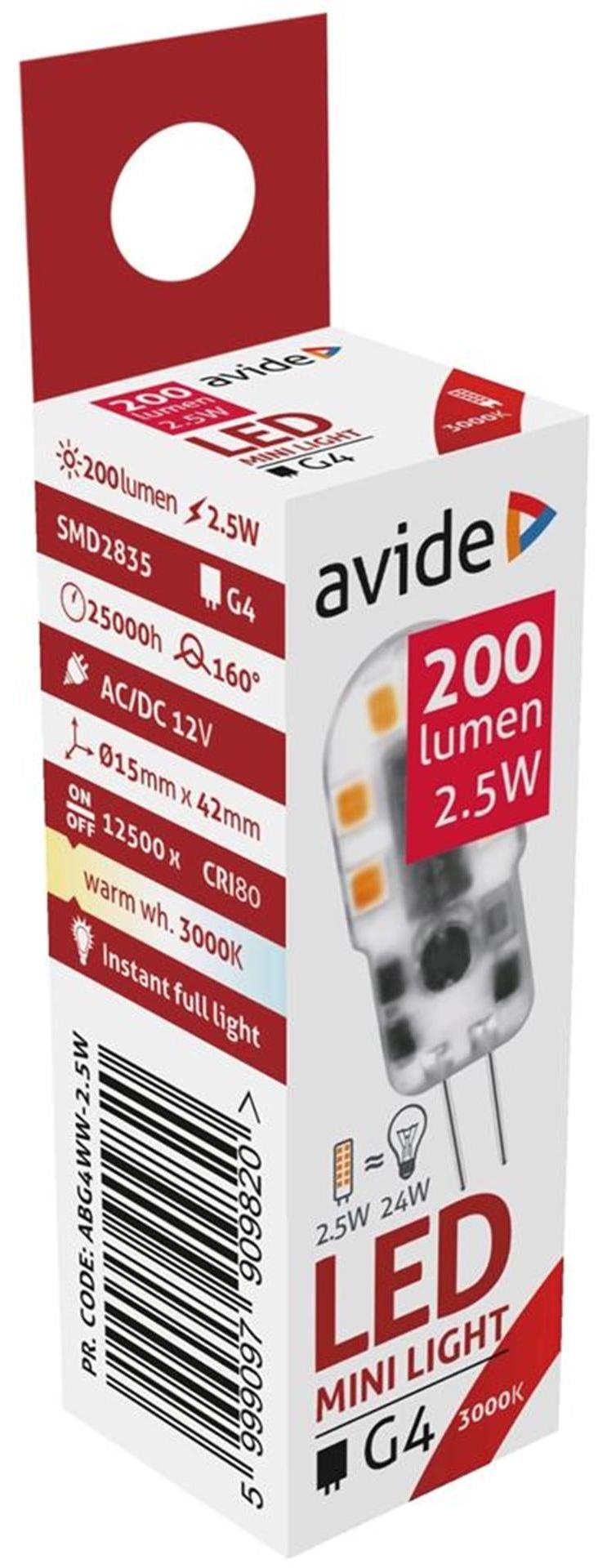 Avide LED G4 2,5 W WW 3000 K (200 Lumen) A-12000