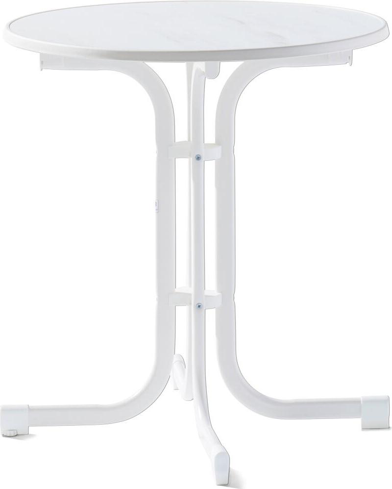 Tisch 207/W 70 cm weiß Gestell aus Stahl in weiß, Tischplatte aus Mecalit-Pro in weiß