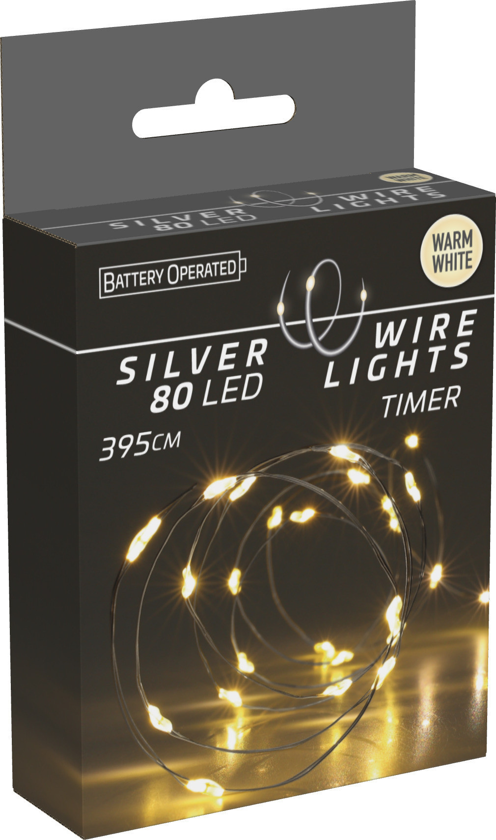 Merkloos Silberdraht 80 LED Warmweiß - 395 cm