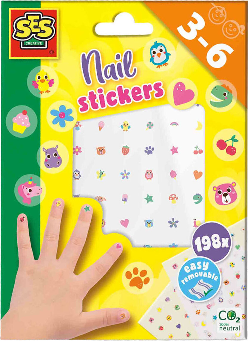 SES Creative 14044 Fingernagelsticker fr Kinder, 198 Sticker, Wasserlslich, Mehrfarbig, 3 Jahr(e), 6 Jahr(e), 150 mm, 5 mm, 200 mm