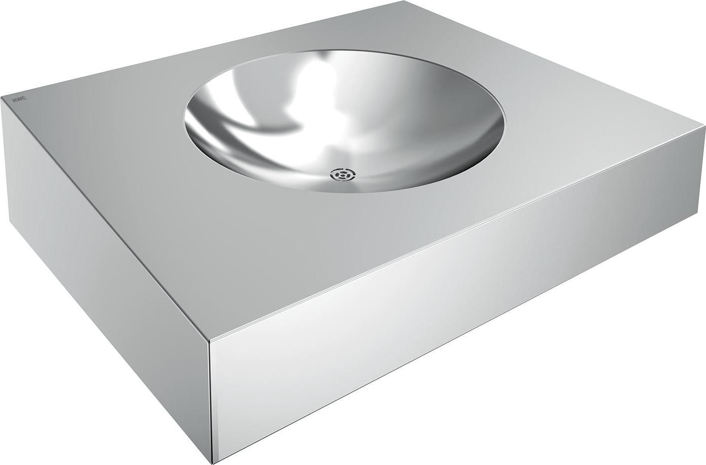 KWC AR Einzelwaschtisch, ANIMA, Edelstahl, 600x160x500 mm, ohne Hahnloch 2000100022