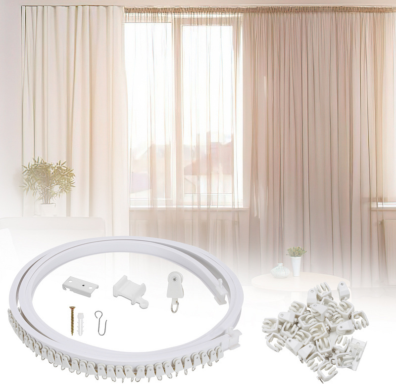 Rail Rideau Plafond Métal ROFBIHG 100cm-600cm - Tringle Silencieuse Robuste Pour Séparateur Pièce, Montage Mural Ou Plafond