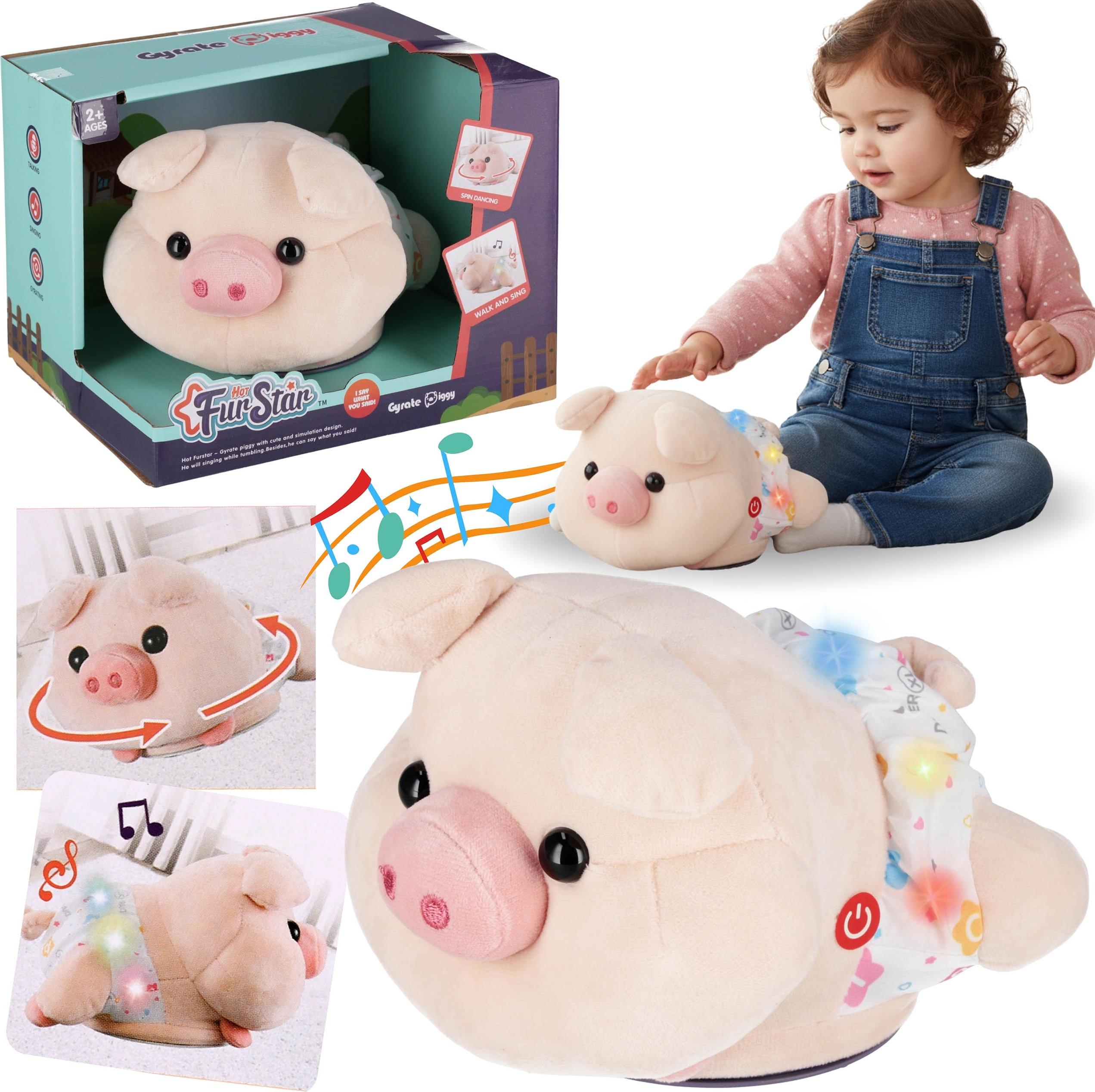 sarcia.eu INTERAKTIVES Plüschtier TANZENDES SCHWEINCHEN, Spielzeug für Kinder 2+, KLANG, LICHT