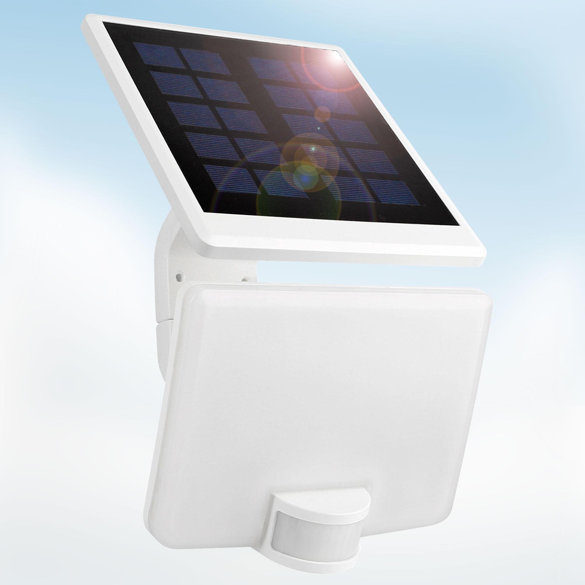 Maxkomfort GmbH LED Solar Fluter Solex mit Bewegungsmelder weiß 10 Watt MA-SOLEX-10WH