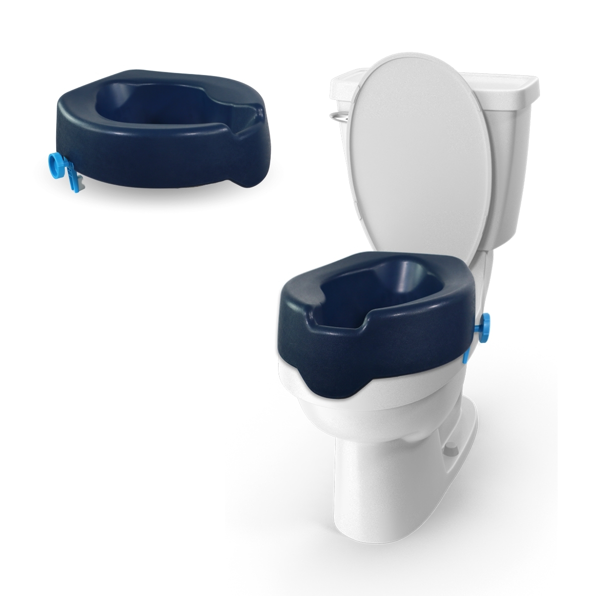 Mobiclinic, Toilettensitzerhöhung, Río, , WC Sitzerhöhung, Toilettensitzerhöhung, Toilettenaufsatz für Senioren,Toilettenhilfe,Weich, 11 cm hoch, Blau