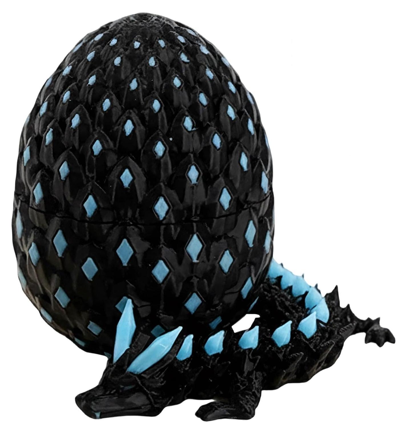 Markenlos Drachenei mit Drachen, 4,75 x 6 cm, 3D-Drache im Ei, blau leuchtendes Drachenei, fantasievolles Dekorationsobjekt, geeignet für den Einsatz in verschiedenen Umgebungen.