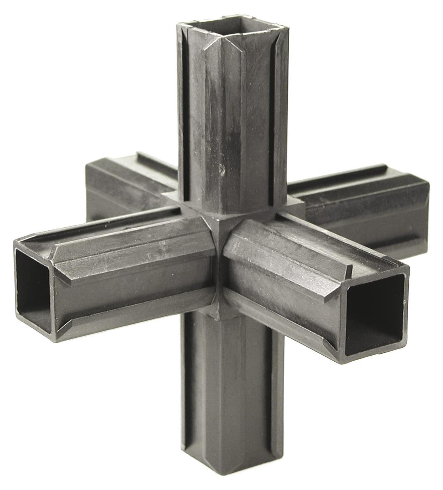 Alberts 426415 XD-Rohrverbinder | Kreuzstück und zwei weitere rechtwinkeligen Abgänge | Kunststoff, schwarz | 20 x 20 x 1,5 mm