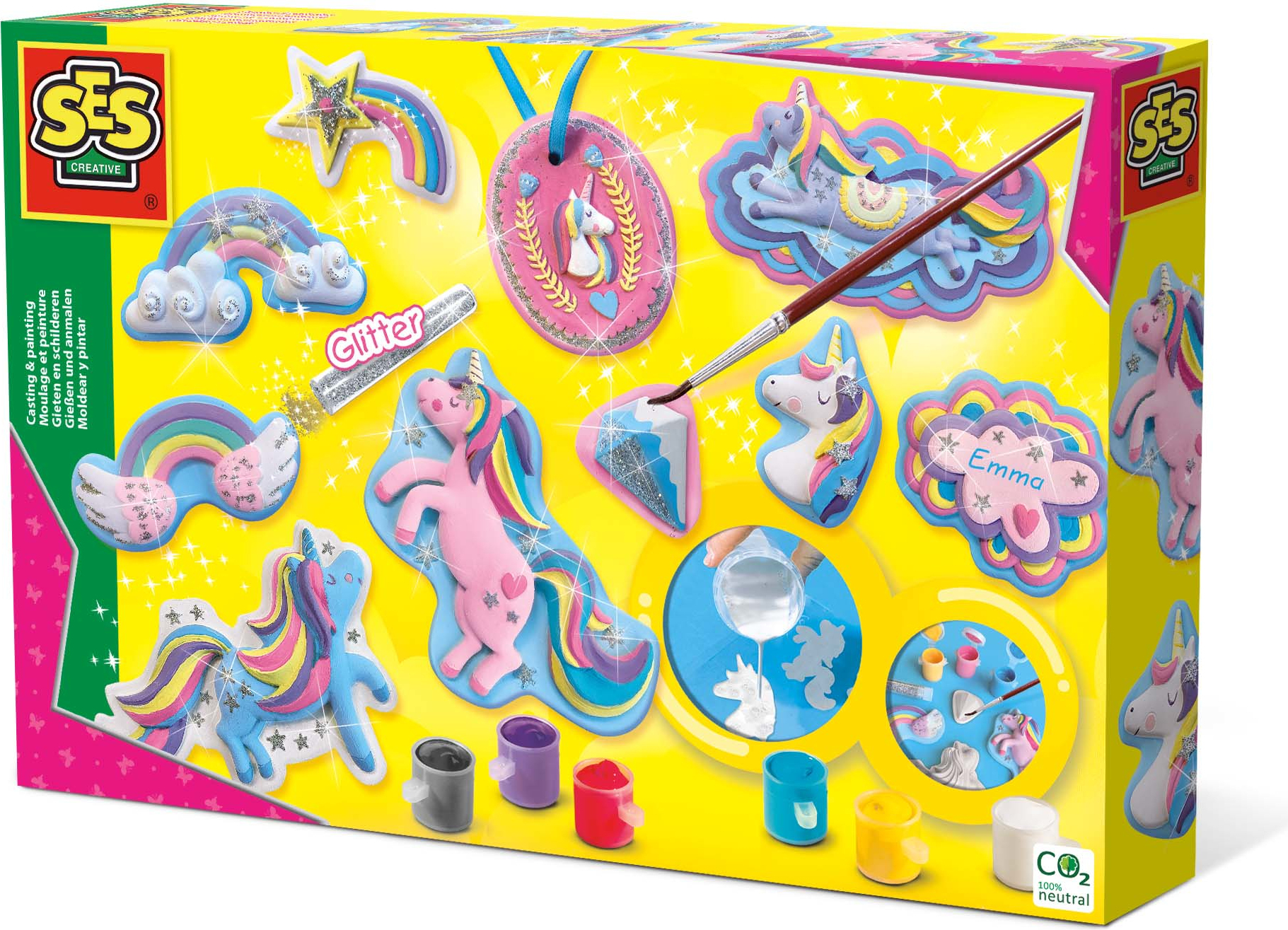 Bibabox Einhörner Zum Basteln & Bemalen - 4-teiliges Set Aus Pappe, Nachhaltiges Kinderspielzeug