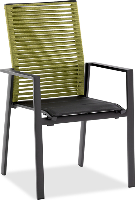 Gartenstuhl Cervox 61x65 Stoff Schwarz Kordel Grün Gestell Alu Anthrazit