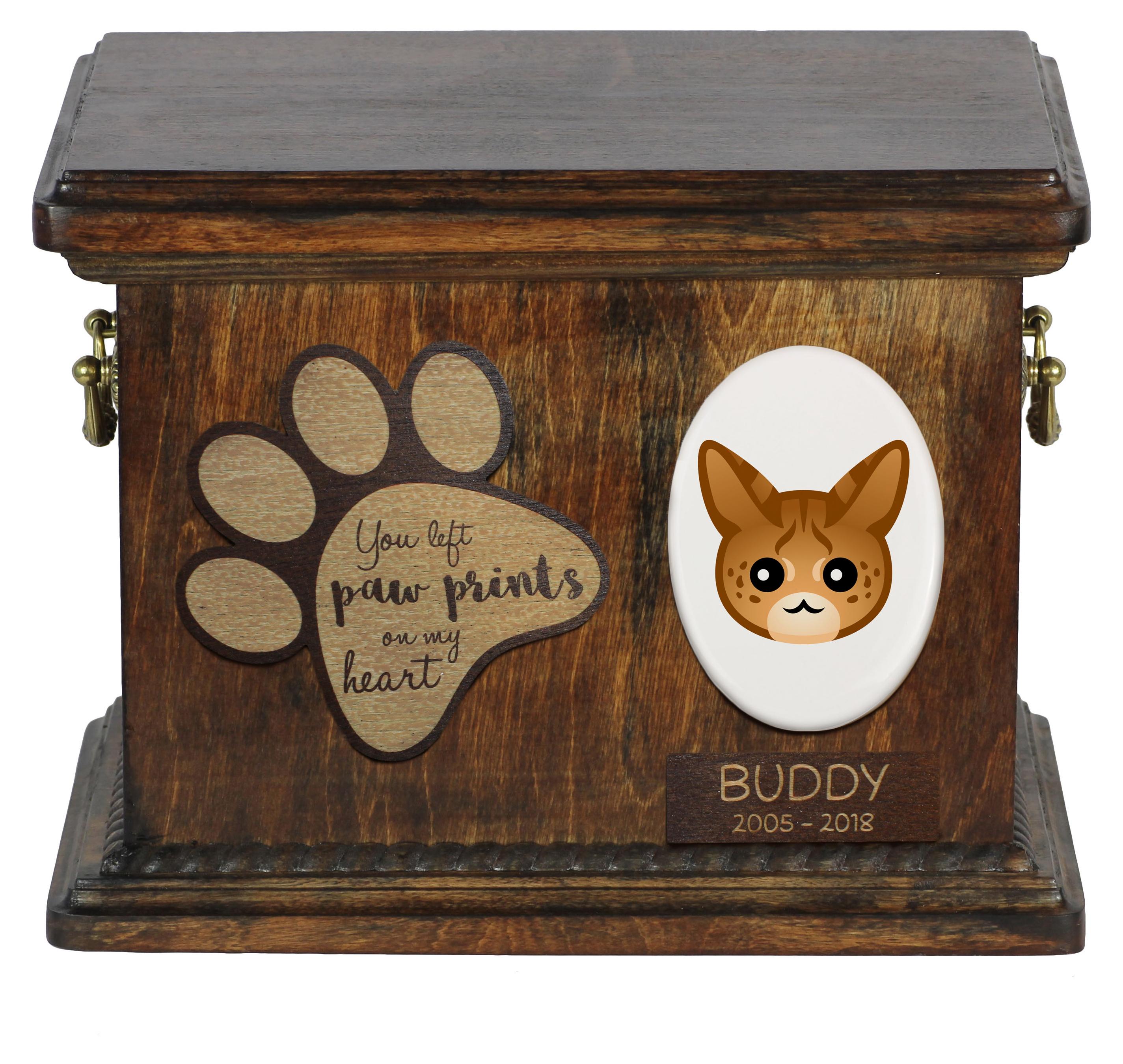 Savanne Katzenascheurne, personalisierte Urne mit Gravur, Erinnerungsbox für Katzenasche von der Marke Art-Dog