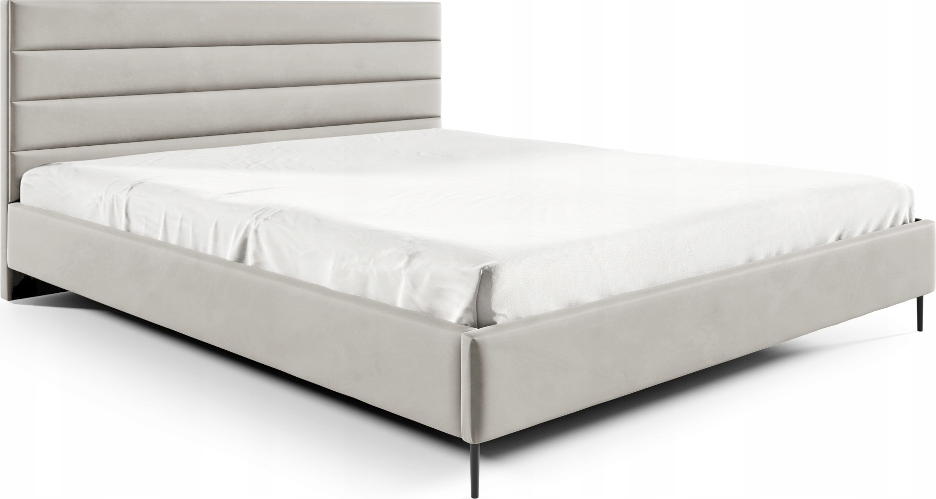 GUTTO Čalúnená posteľ Béžový velúr 180 x 200 cm Black Metal Feet Velvet Bed - manželská posteľ s krásnym prešívaním a špeciálnym dizajnom