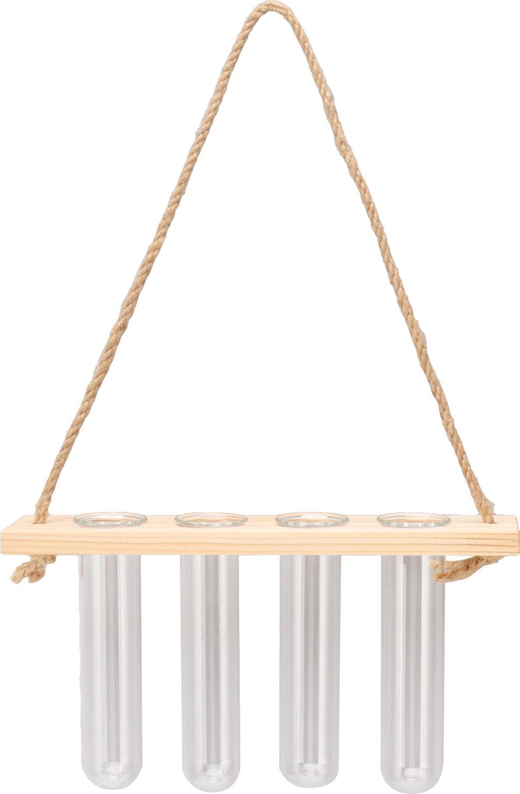 Cocosity 1 Tier 4 Löcher Pflanze Propagation Station Wand hängende Pflanze Terrarium mit hölzernen Stand Mini Reagenzglas Naturholz Farbe