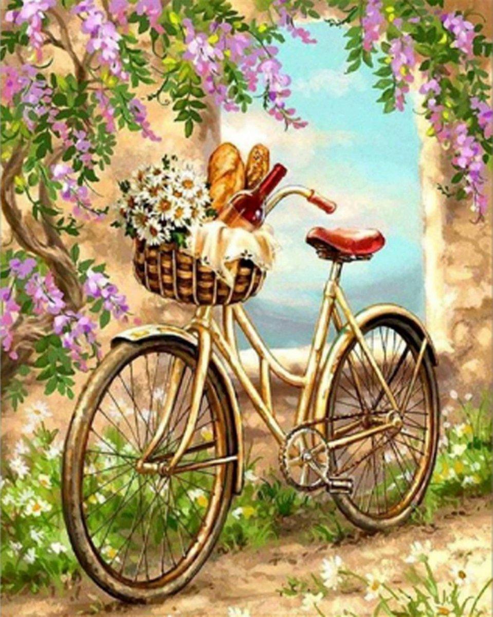 Sonstige Verlage Diamantstickerei Idyllische Fahrt - Fahrrad 45x55 K