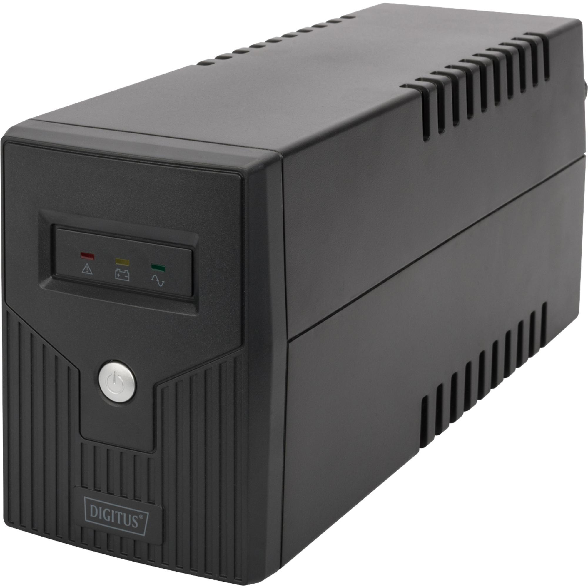 Digitus Line-Interaktiv USV, 600 VA/360 W, Line-Interaktiv, 0,6 kVA, 360 W, Pseudo sine, 162 V, 290 V DN-170063