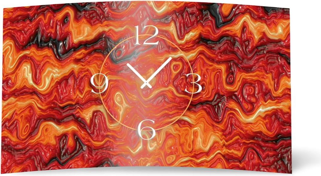 geschmolzenes Glas rot quer Designer Wanduhr modernes Wanduhren Design leise kein ticken dixtime 3D-0184