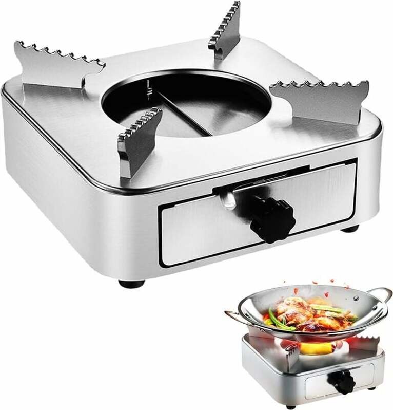 Crrynuo Tragbarer Campingkocher, Camping-Spirituskocher, Outdoor-Spirituskocher, Mini-Spiritusbrenner, Brenner für geschmolzenen Spiritus, Spirituskocher aus Stahl, Mini-Port-Kocher KAU-UN-CPK-PH-20250418-160