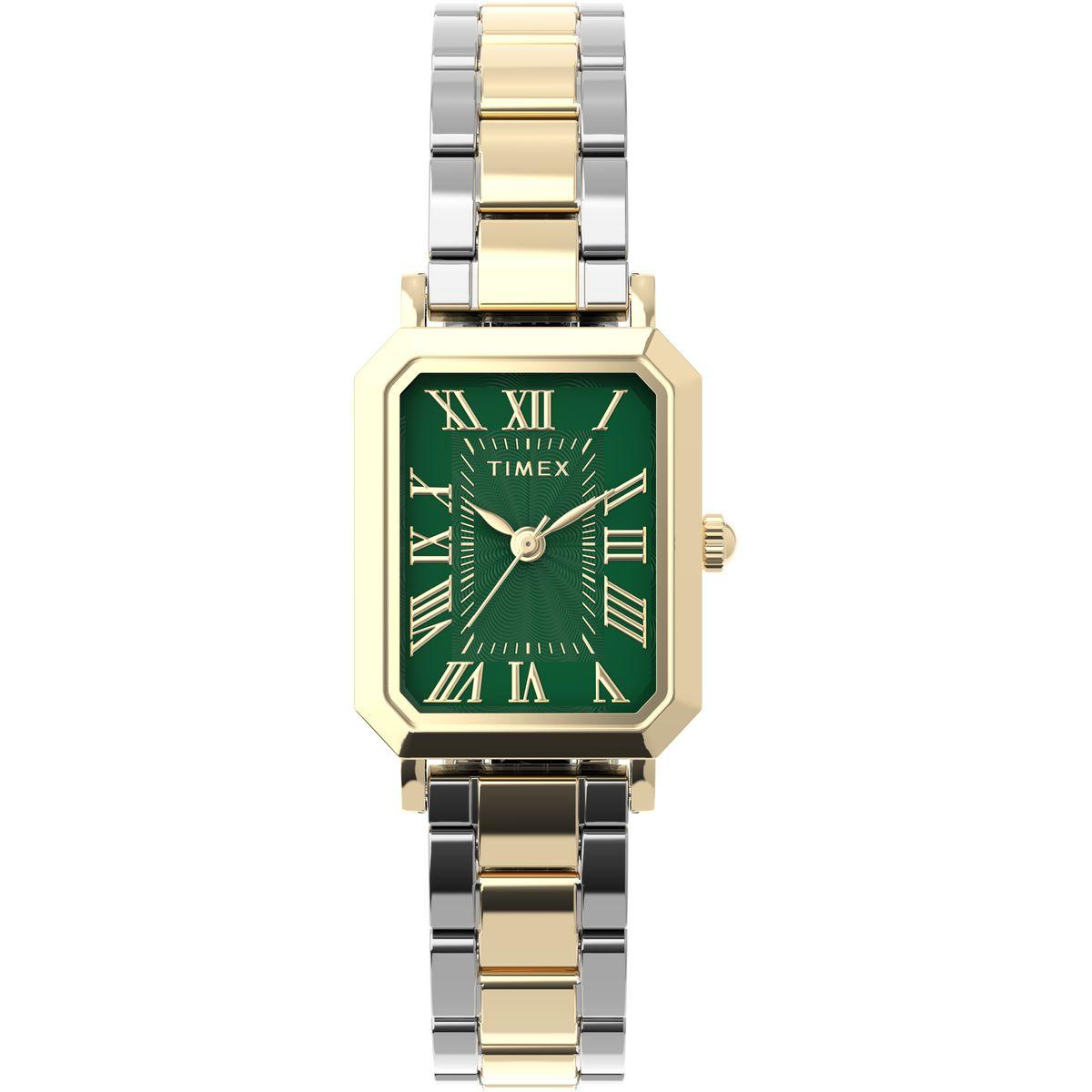 Timex Tw2Y72000 Uhr 21 mm rechteckig Quarzwerk römische Indizes 30 m wasserdicht