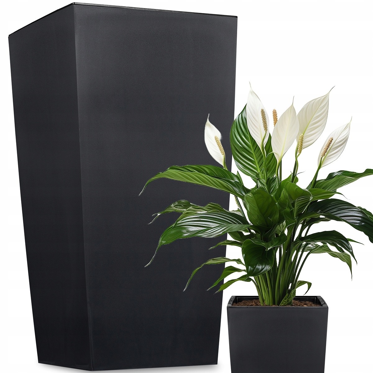 set di 2 vasi da fiori, rotondi, antracite, vaso per piante in plastica riciclabile al 100%, 20 cm - Elettronica, Tecnologia e Tendenze