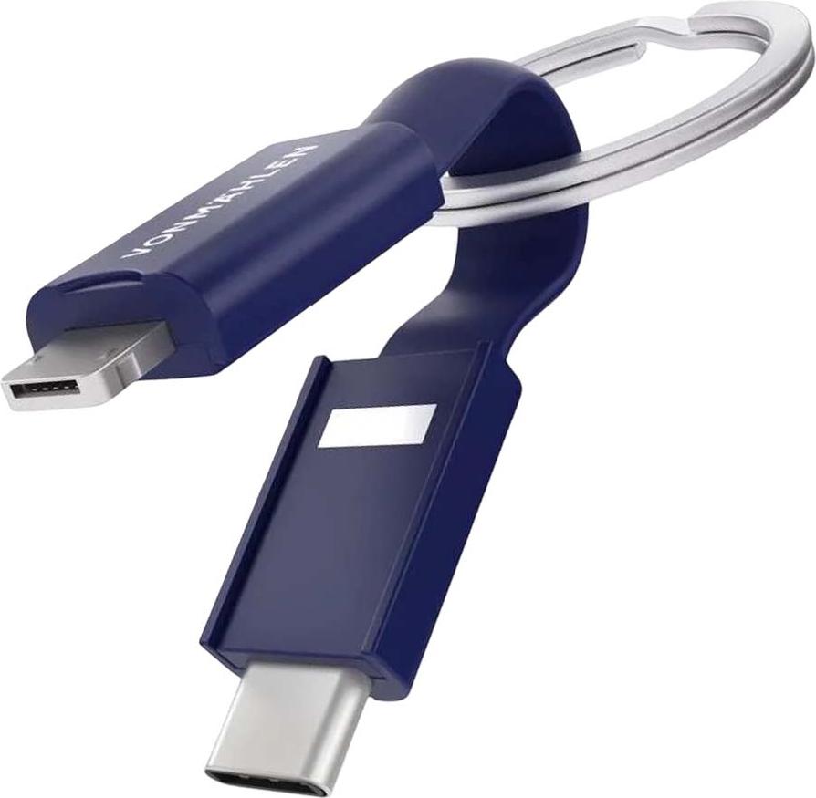 VONMÄHLEN VONMAHLEN, 5-in-1-USB-A/Micro-USB-C Lightning-Schlsselanhngerkabel, Blau VMR020P0002