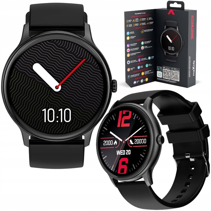 Maxlife MXSW-100 Smartwatch Bluetooth 5.1, monitorovanie životných funkcií, 8 športových režimov, monitorovanie spánku čierne matné