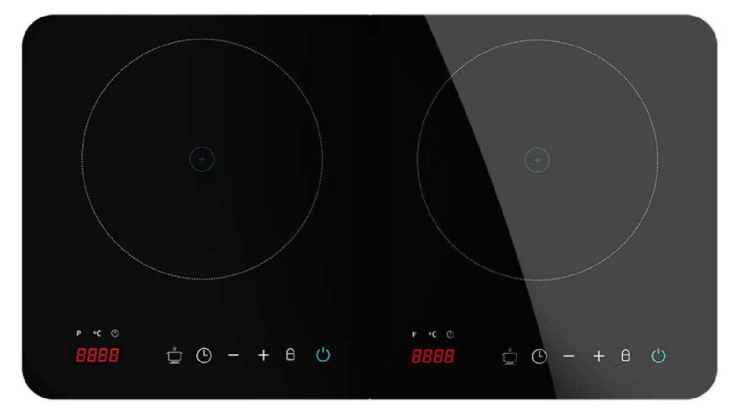 Cecotec Full Magma Double, Čierna, Na pracovnú dosku, 56 cm, Indukčná varná doska so zónami, Sklo, 2 zone(s)