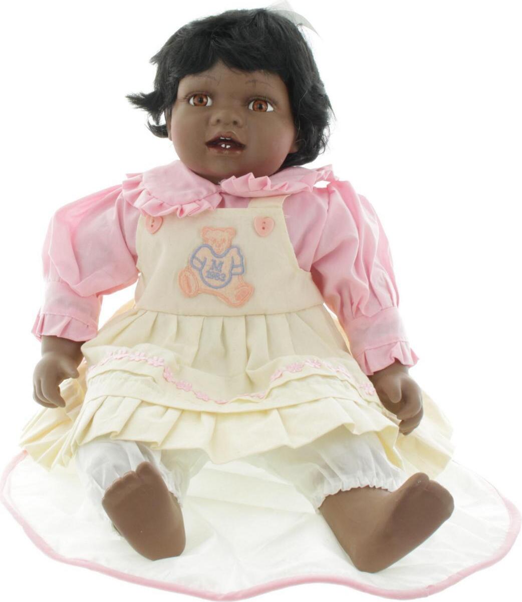 Mel-O-Design echte handbemalte Porzellanpuppe Baby Puppe 54 cm Mädchen Braun 1008