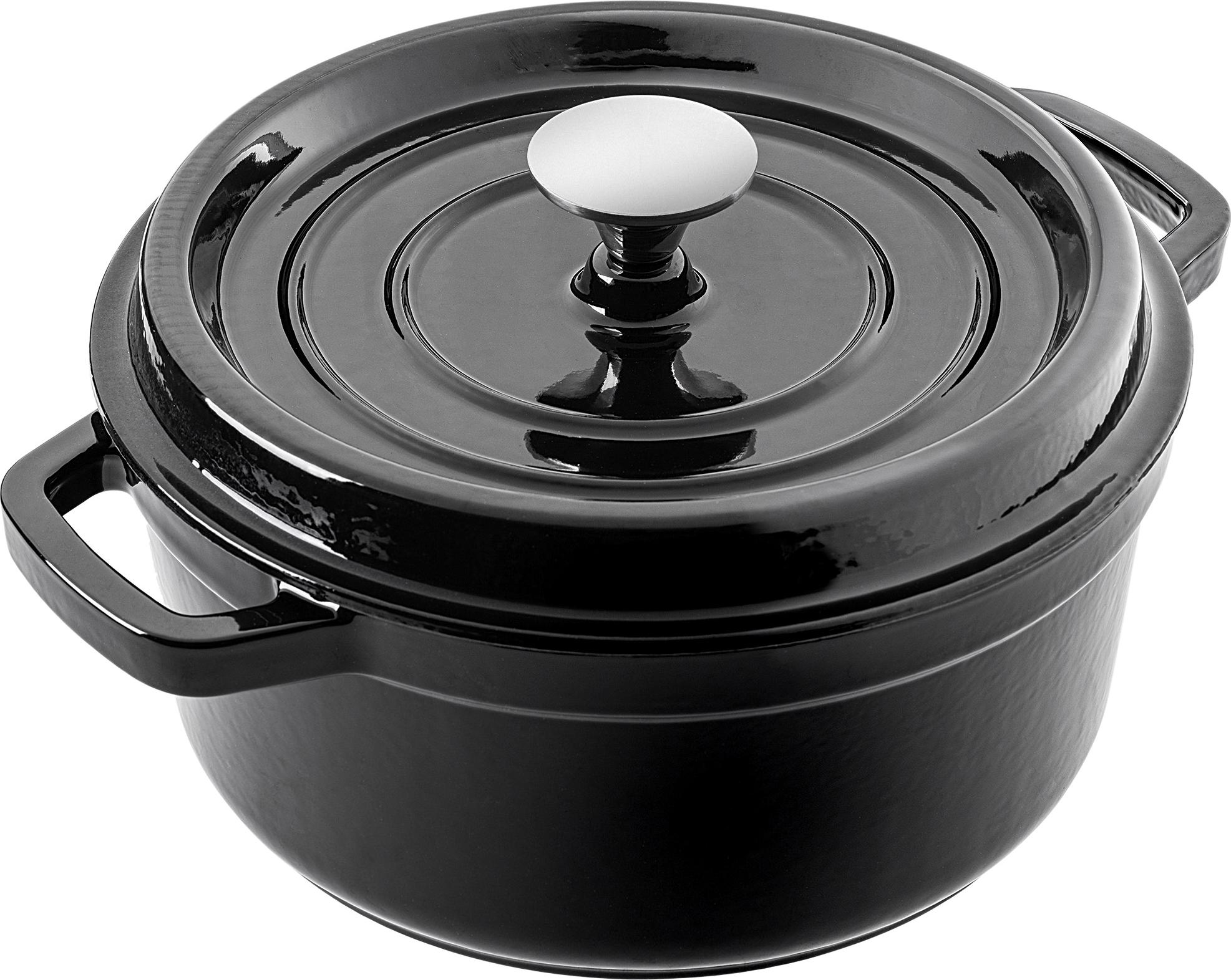 KADAX Gusseisentopf 4,5 Liter, Ø 23 cm, Schmortopf aus emailliertem Gusseisen, Rund Topf mit Deckel, Bräter zum Schmoren, Braten, Kochen & Backen, Bratentopf (Schwarz)