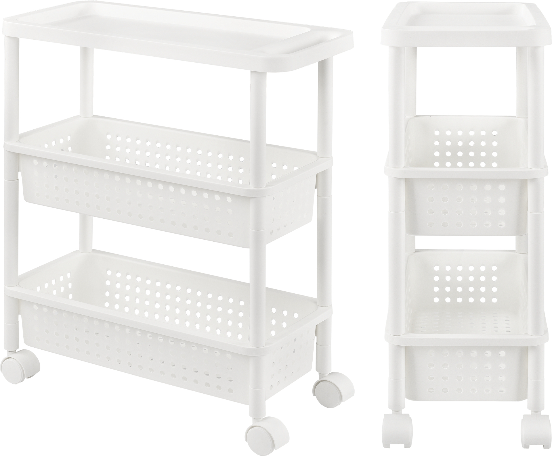 [sk.casa]® pojazdný regál - biely - 77 x 22 x 48 cm - Kuchynský regál Kuchynský vozík pojazdný regál