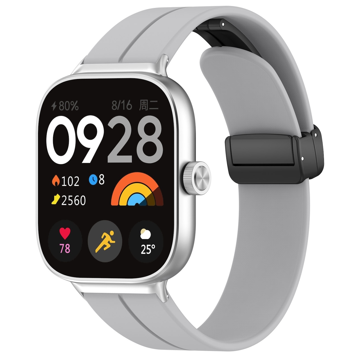 Pre Xiaomi Mi Band 8 Pro / Redmi Watch 4 Groove Silikónový remienok Magnetická pracka Grey