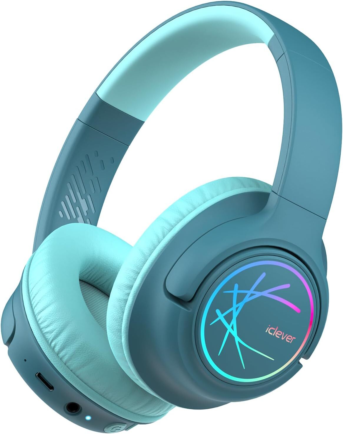 so svetlami LED, limit hlasitosti 74/85/94 dB, 43 hodín prehrávania, stereo zvuk, kábel Type-C, AUX, detské slúchadlá Bluetooth5.3