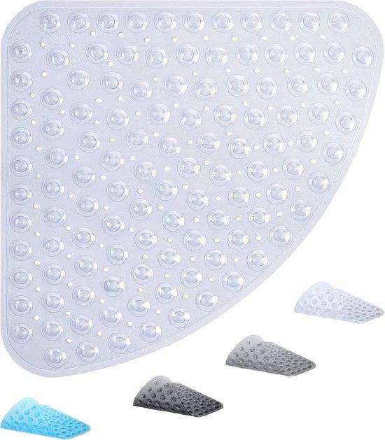 OEM Gebogene Antislip-Badmat 54x54cm - Reißfester Rubber-Mat für Dusche Badkammer Boden - Maschinell waschbar mit schnellen Trocknungs-Griffen - Weiß 2026