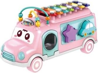 Bavytoy Jigsaw Bus mit Xylophon - rosa
