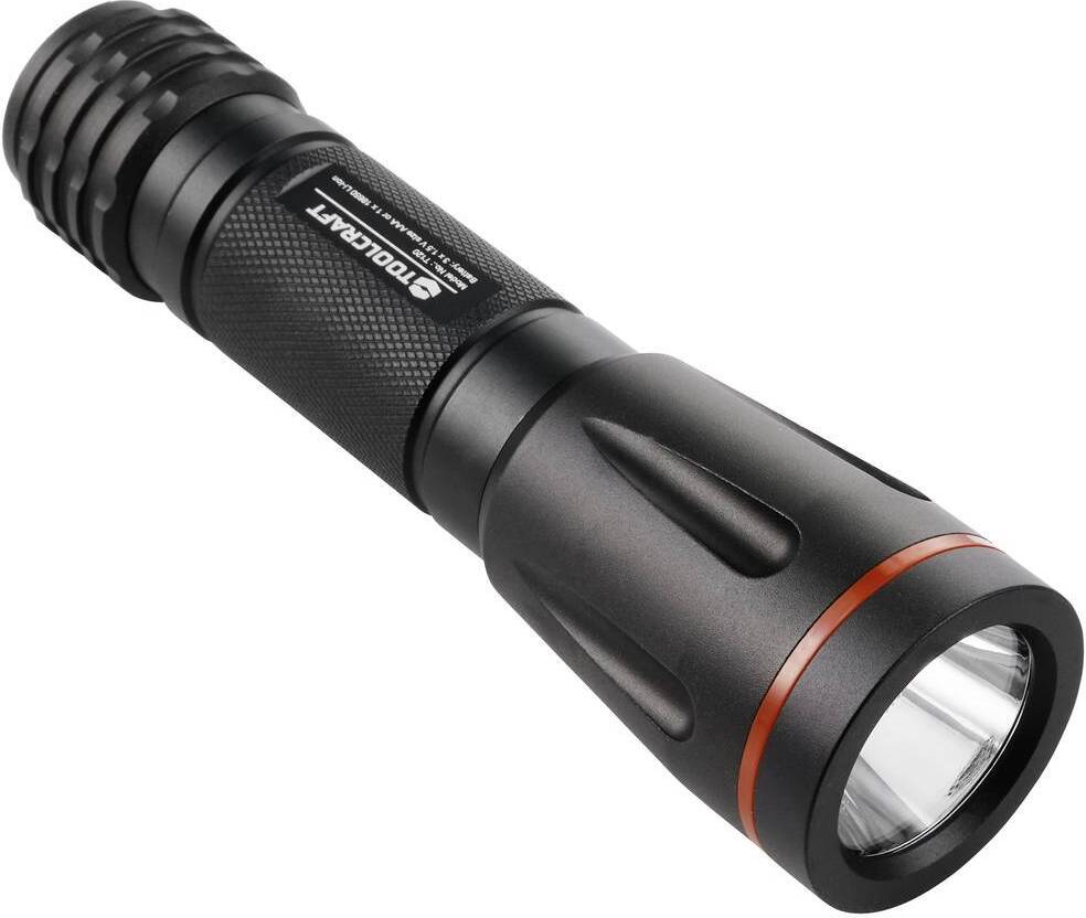 TOOLCRAFT T120 LED Handlampe mit Stroboskopmodus batteriebetrieben 250 lm 122 g