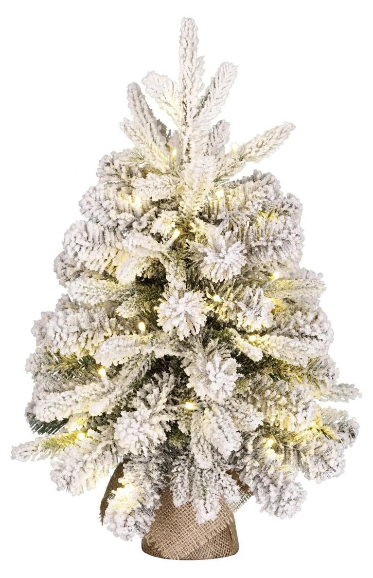 Black Box Trees Weihnachtsbaum Künstlich Grimshaw Mit Schnee H60 x Ø46 cm - Kunstbaum Im Jutesack - Tannenbaum Künstlich Für Innen - 56 Spitzen - Grün