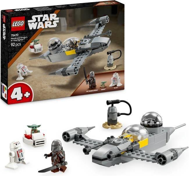 LEGO Star Wars N-1 stíhačka Manda a Groga, stavebnice pre deti od 4 rokov, The Mandalorian, 75410