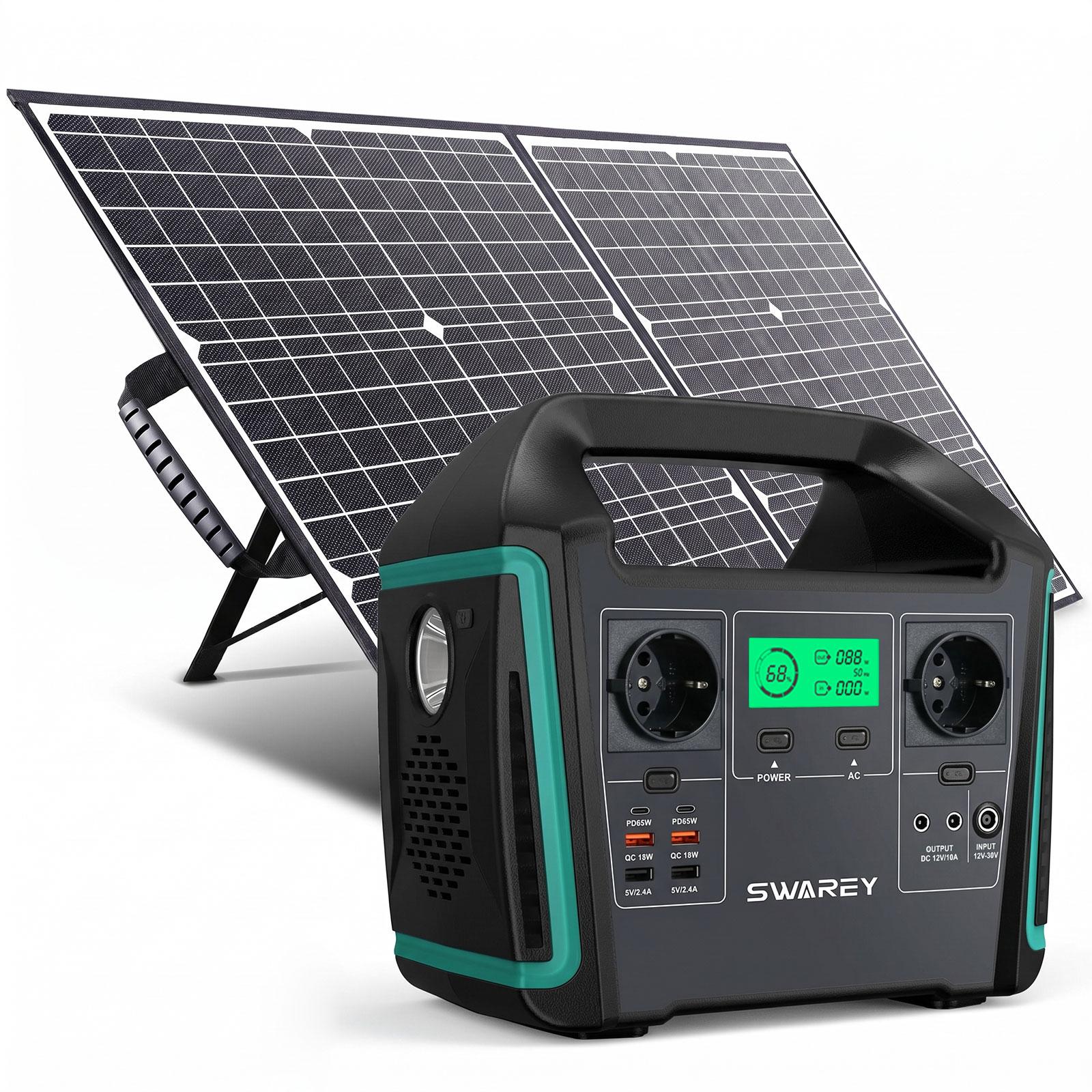 SWAREY S1000 Prenosná solárna úložná elektráreň Napájacia stanica Powerstation 725,76Wh/201600mAh Solárny generátor Nabíjačka batérií Power Generator so 100W solárnymi panelmi Solárne systémy Solárna nabíjačka Solárny článok Solarbox Powerbank