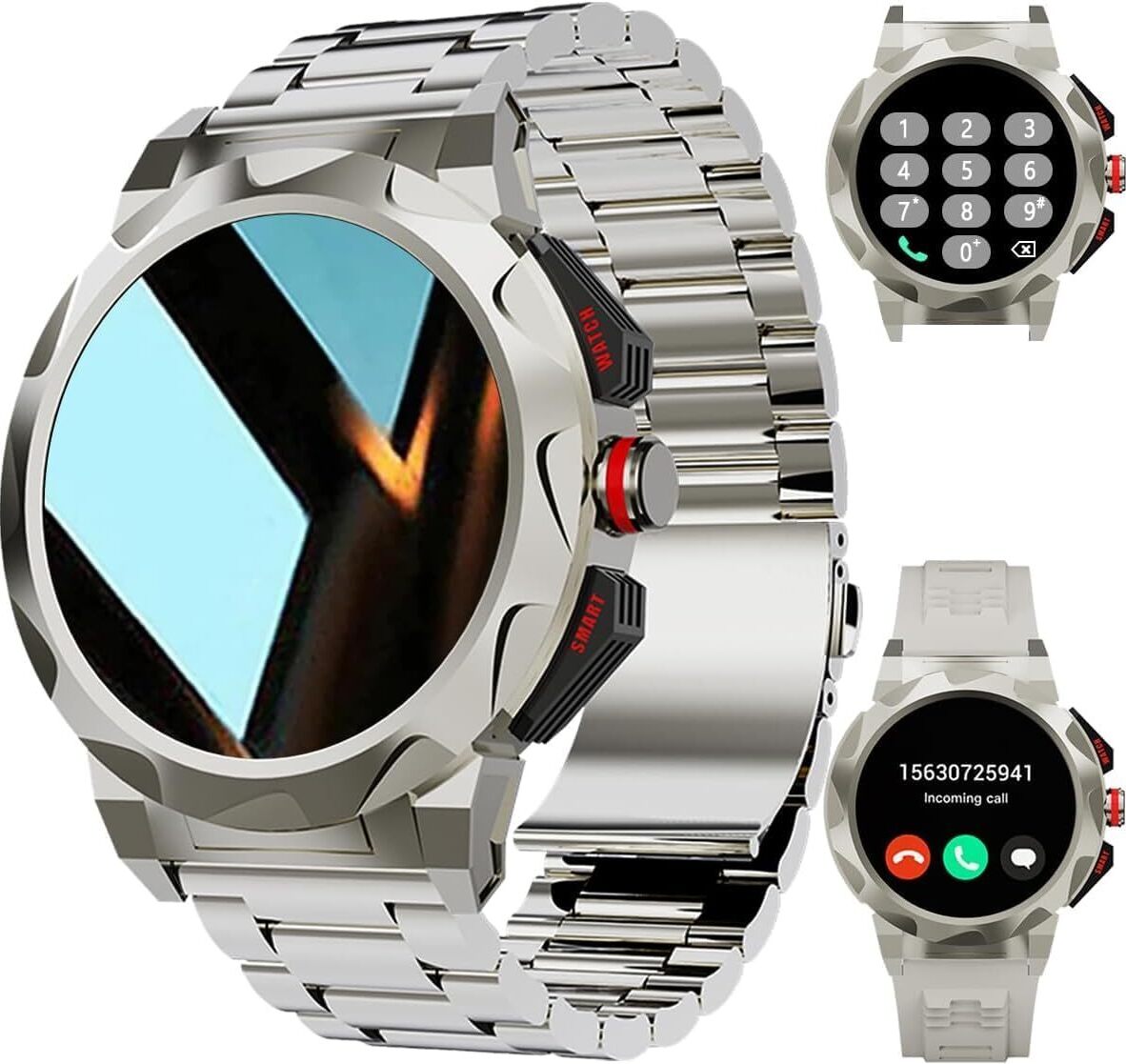 Smart Watch (Annehmen/Anrufen) Neueste Fitness Tracker Herzfrequenz Schrittzähler Kalorien Ip68 Wasserdicht Robuste Militär Taktik