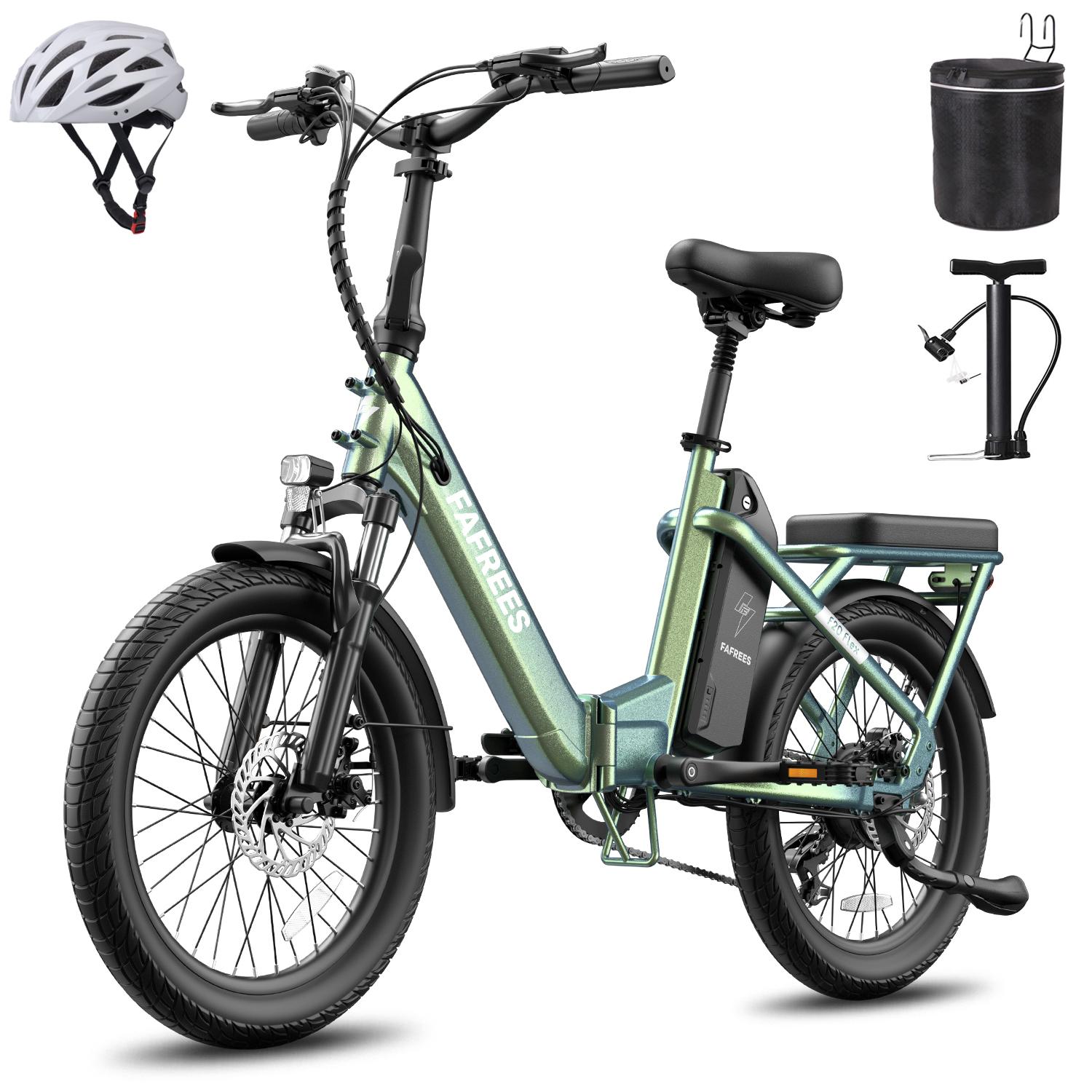fafrees E-Bike Faltrad mit 36 V 20 Ah Akku bis zu 100 km Pedelec Aluminiumlegierung 20 Zoll Klapprad 250 W, Grünviolett