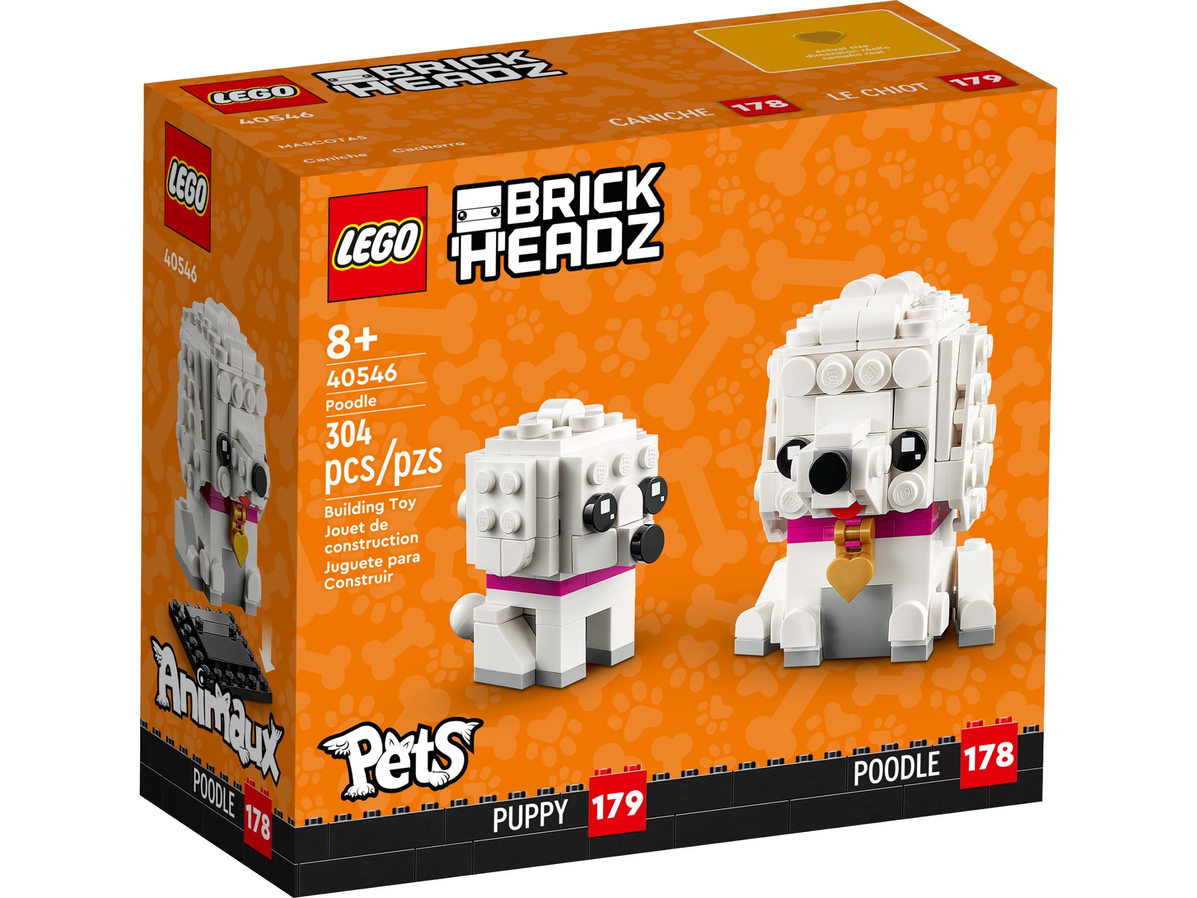 LEGO® Brickheadz Bauset 40546 mit herzförmiger Hundemarke und altmodischer Straßenlaterne, H 8 cm, B 12 cm, T 7 cm