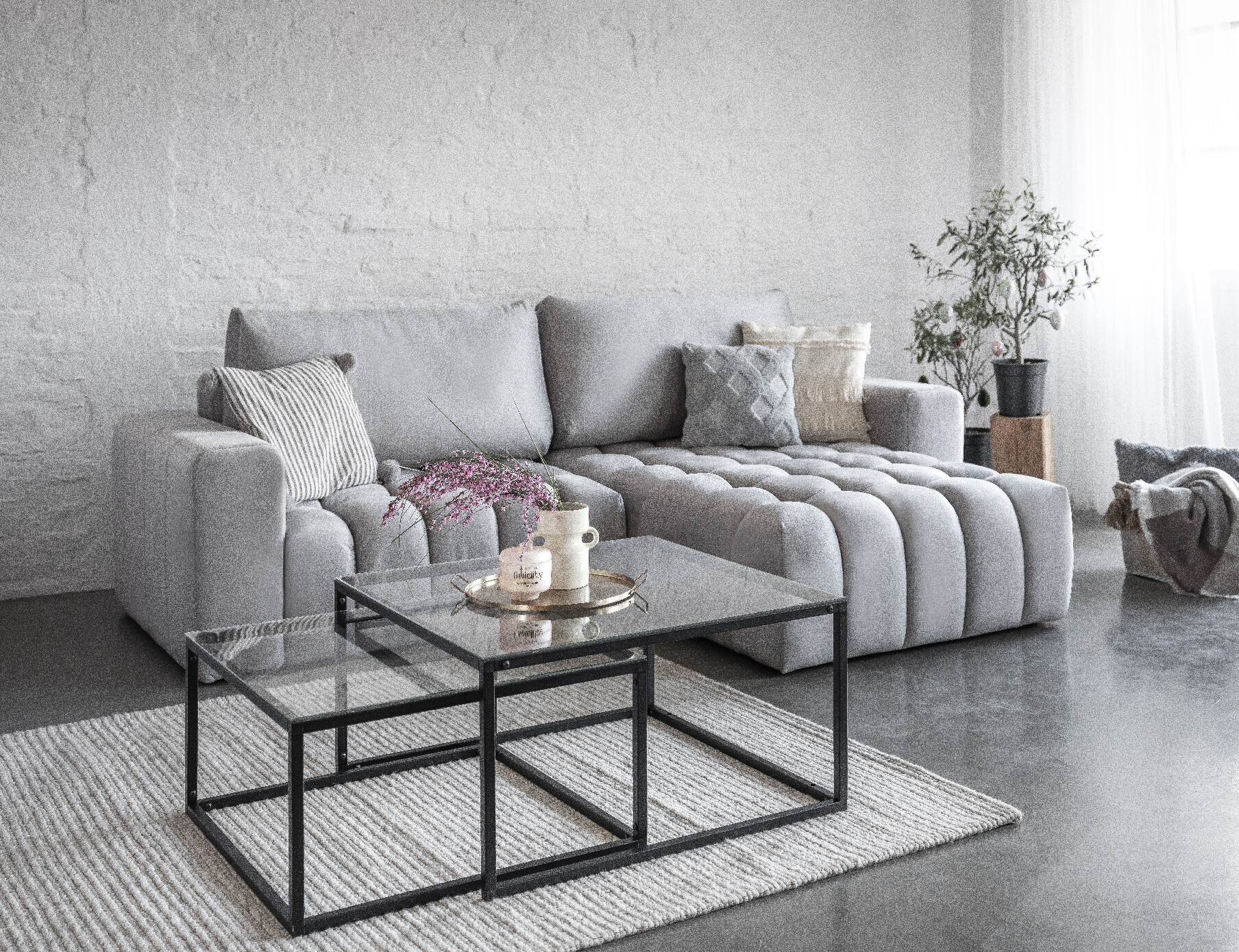 Eltap Bonett Ecksofa 250 x 175 cm Grau (Samt), Ausführung:Rechts Bon_38 Eltap