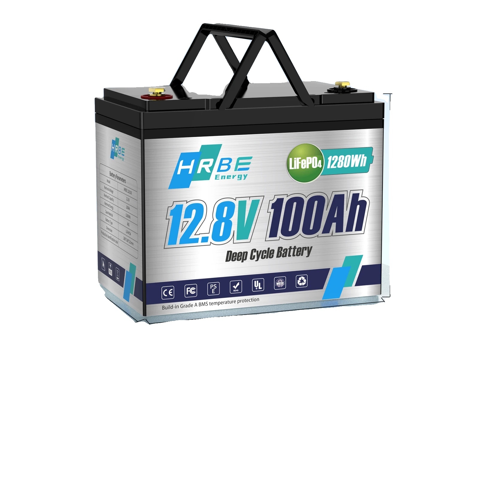 12V 100Ah LiFePO4 batéria, 1280Wh využiteľnej energie, vodotesná IP65, 12V 100AH