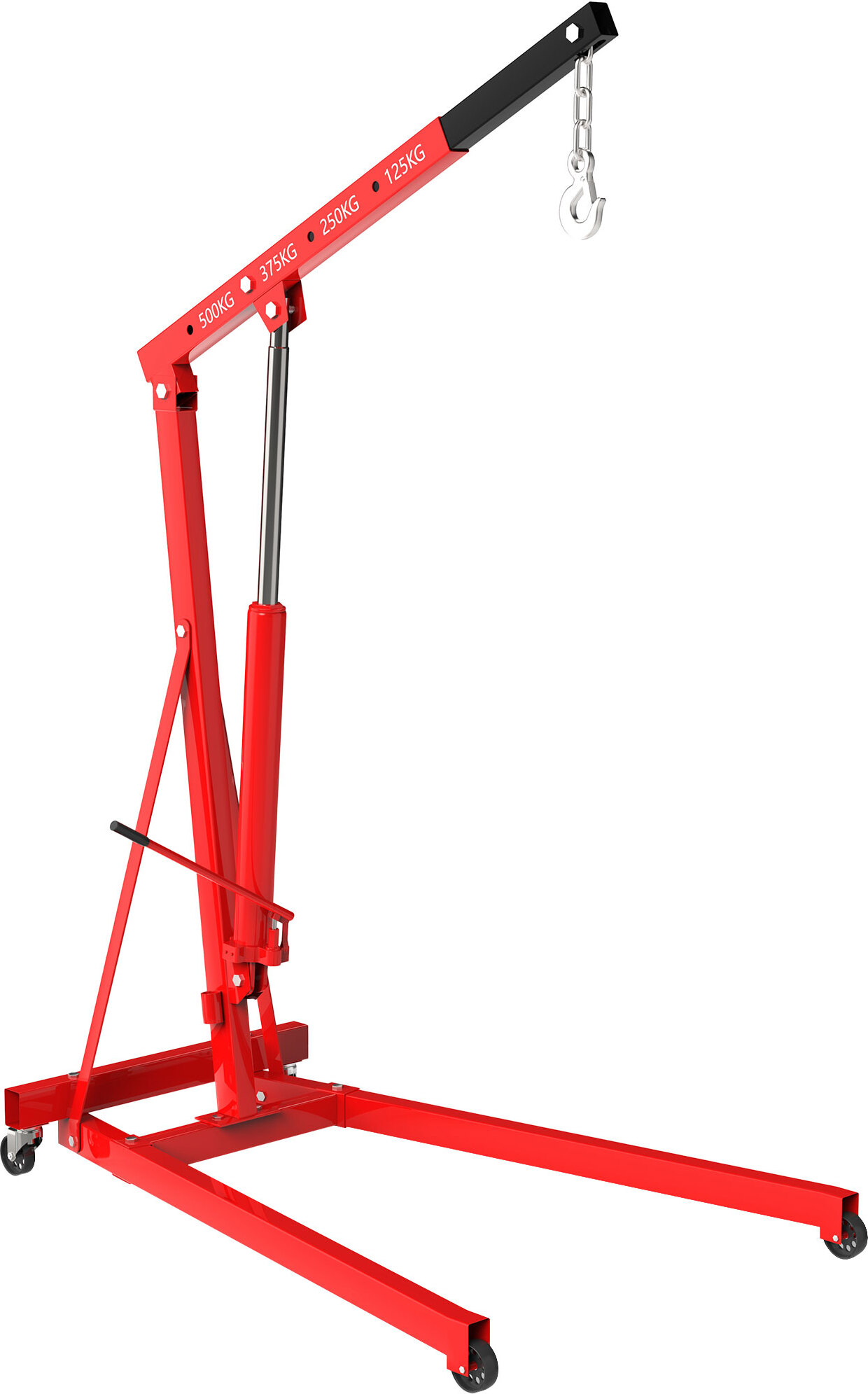 Wiltec Werkstattkran für Lasten bis 500 kg, Motorheber mit 830-1280 mm Hubarm, Lastkran Motorheber, Motorkran Schwerlastkran 62599