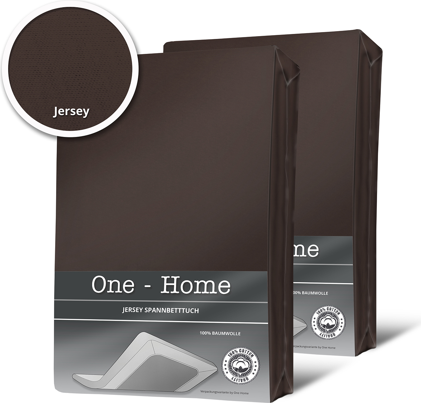 One-Home 2 Spannbettlaken Bettlaken schoko braun 180 x 200 cm - 200 x 200 cm Jersey Set NEW-4778