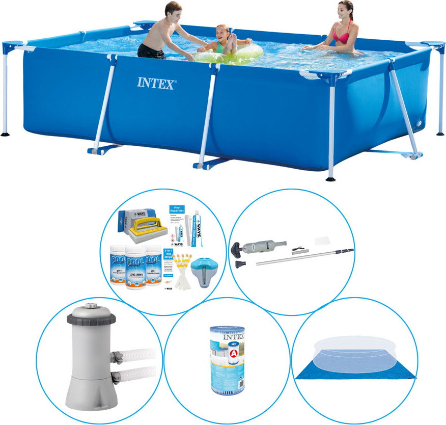 Intex Rámový bazén obdĺžnikový 300x200x75 cm - 6-dielny - Bazén vrátane príslušenstva